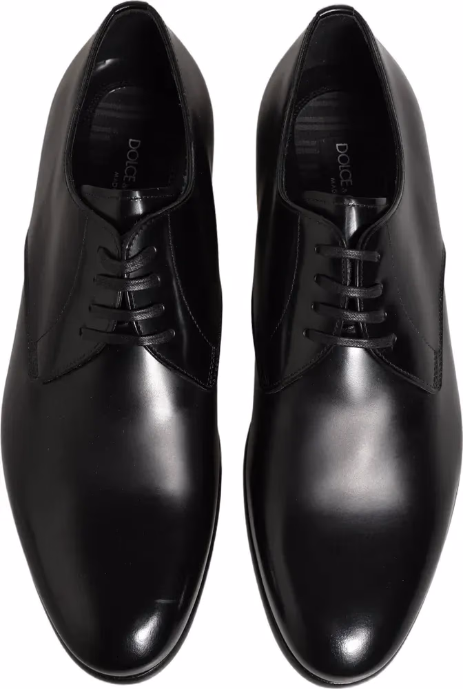 Dolce & Gabbana Black Leather Lace Up Derby Dress Shoes