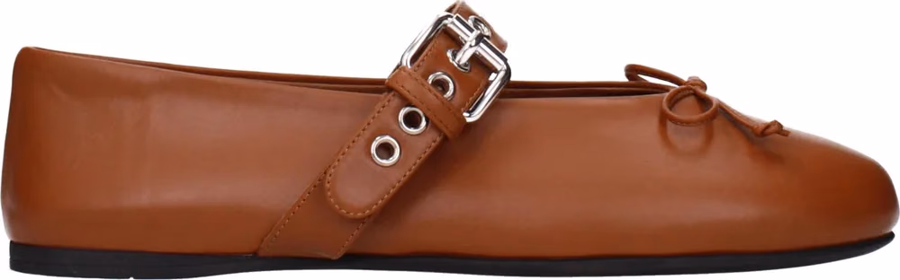Miu Miu Brown Leather Ballet Flats