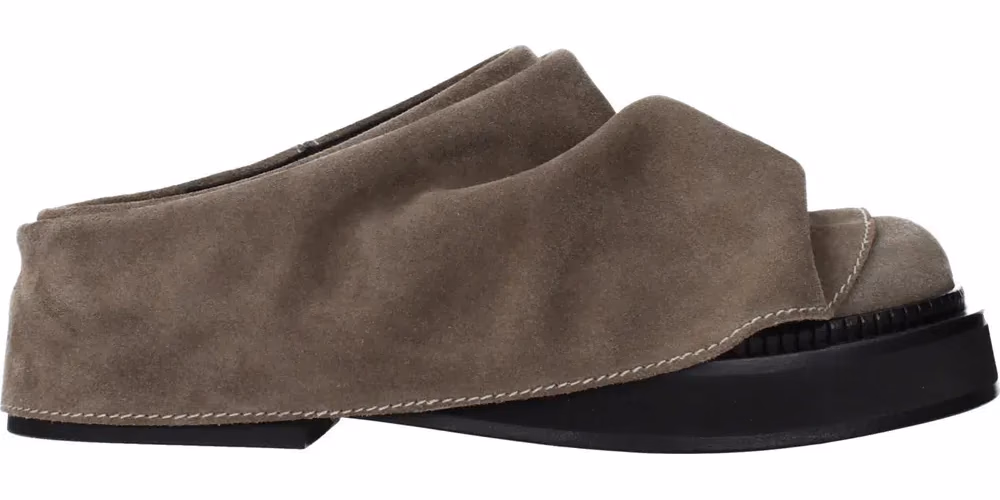 The Attico Gray Leather Slippers