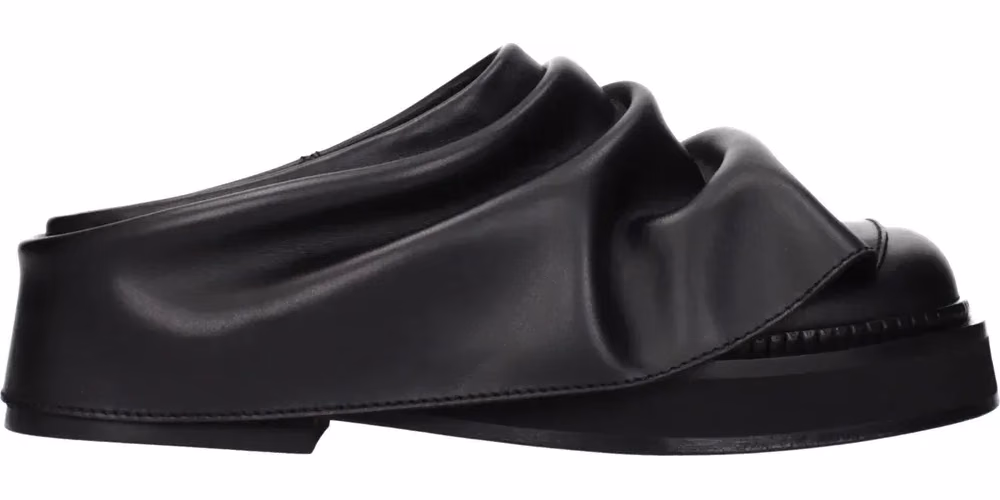 The Attico Black Leather Slippers
