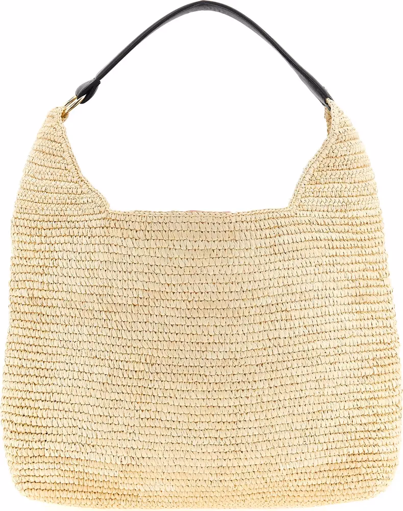 Maison Michel Beige Raffia Shoulder Bag