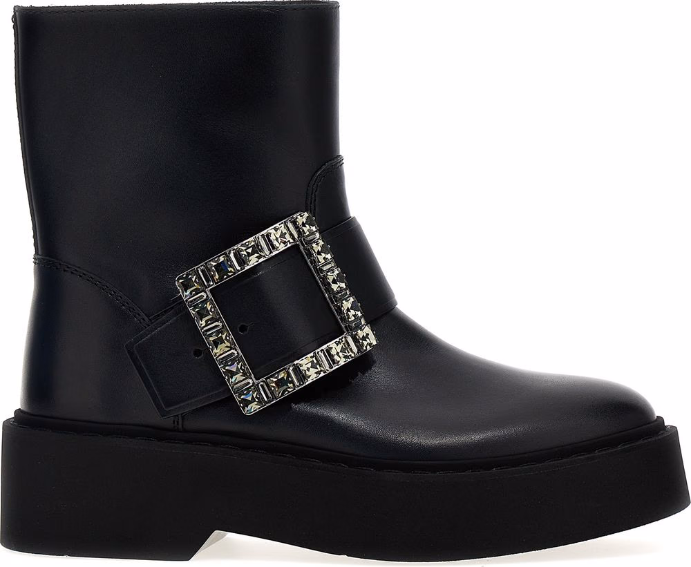 Roger Vivier Black Calfskin Ankle Boots