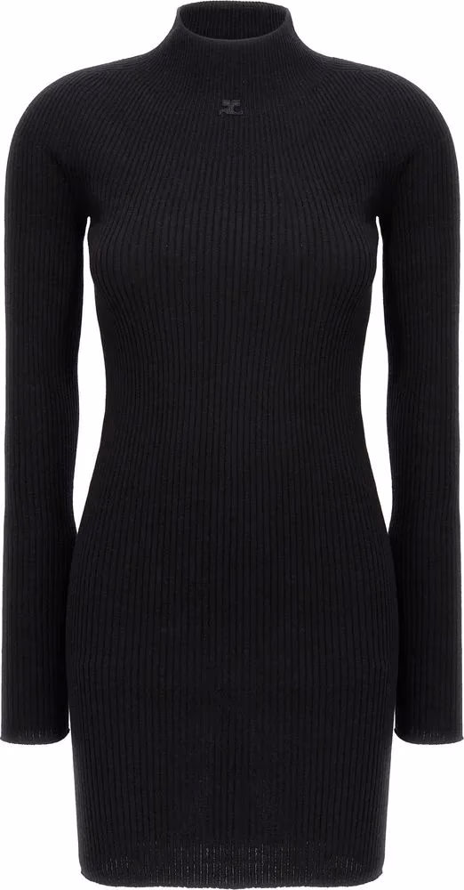 Courrèges Black Cotton Short Dress