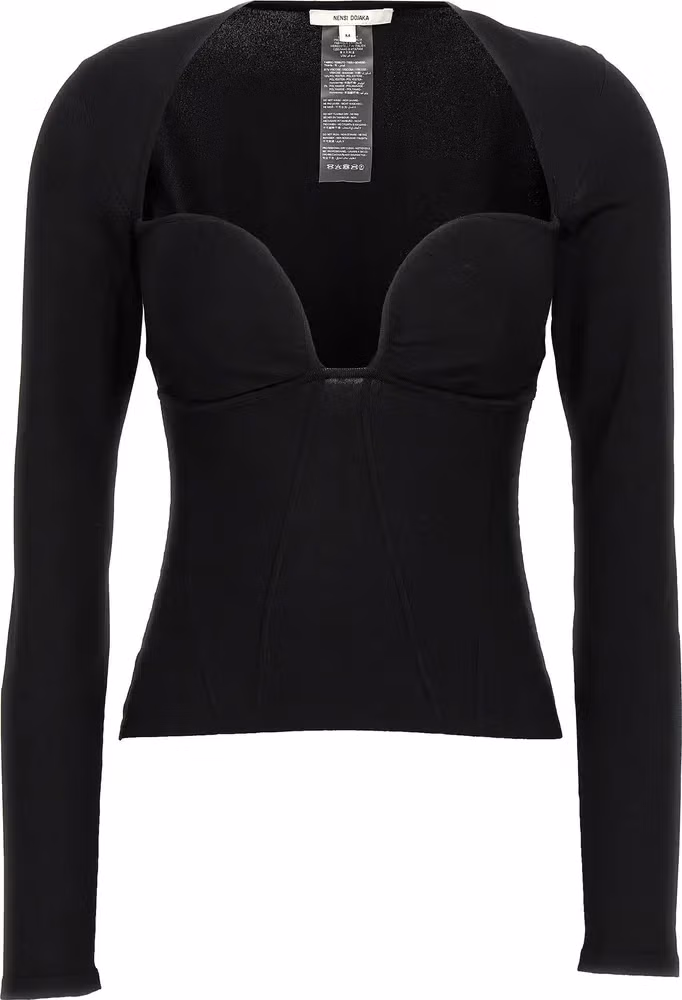 Nensi Dojaka Black Viscose Tank Tops