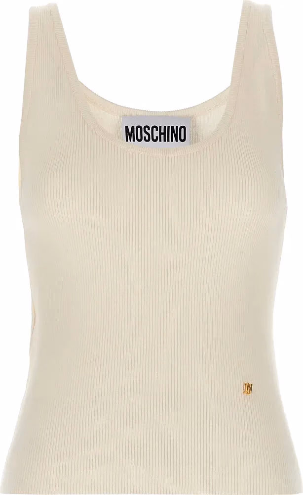 Moschino White Virgin Wool Sleeveles T-Shirt