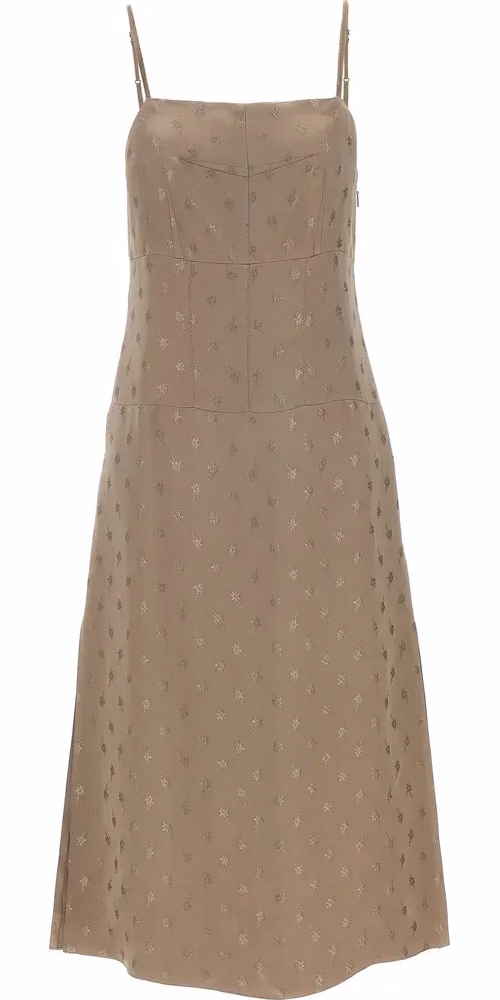 Fendi Gray Silk Midi Dress