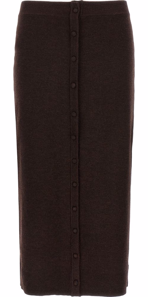 Victoria Beckham Brown Wool Midi Skirt