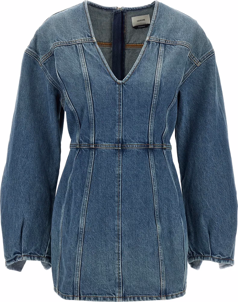 Haikure Blue Cotton Short Dress
