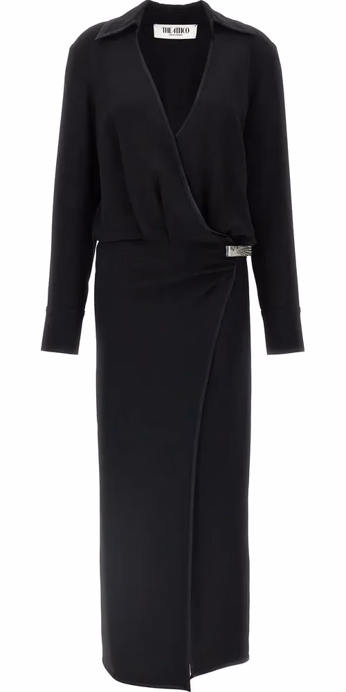 The Attico Black Marabou Midi Dress