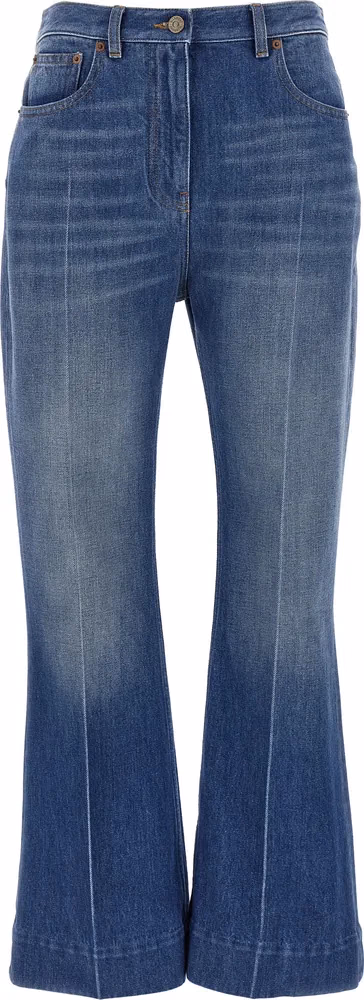 Valentino Garavani Blue Cotton Flared Jeans