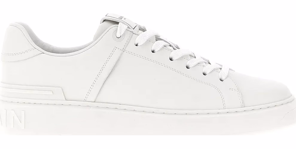 Balmain White Calfskin Low Top Sneakers