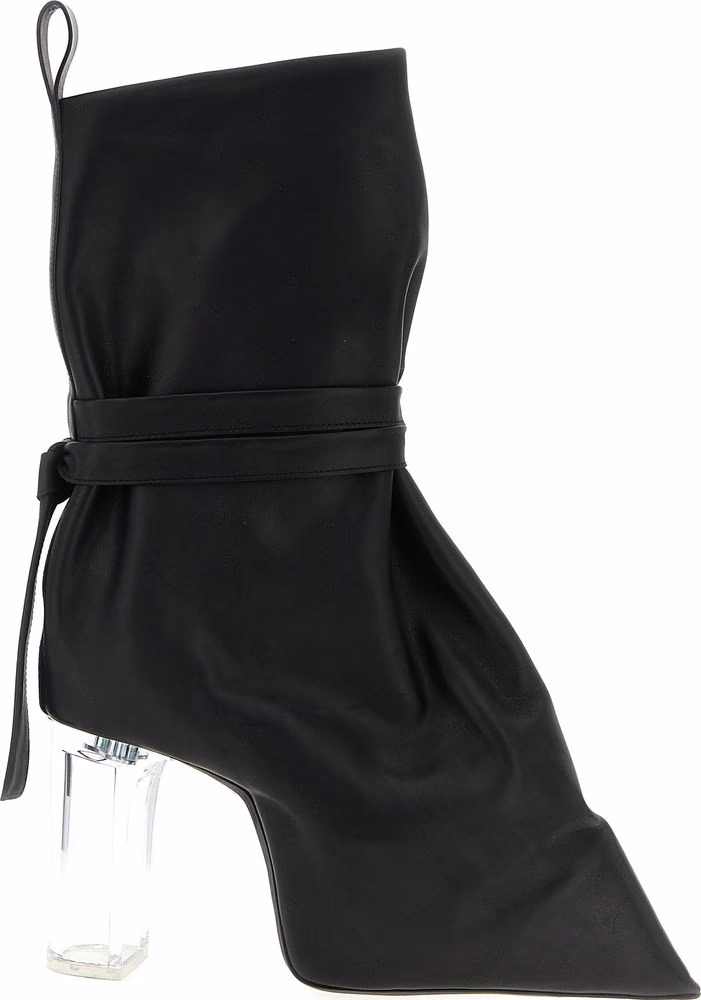 Rick Owens Black Cowhide Ankle Boots
