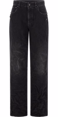 Black Cotton Straight-Leg Jeans
