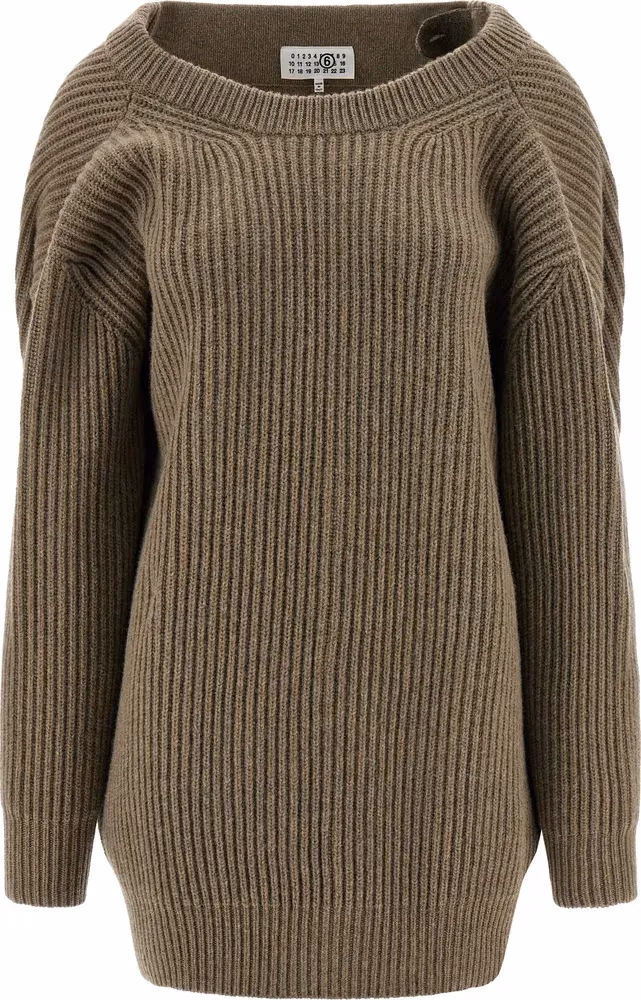 MM6 Maison Margiela Beige Virgin Wool Short Dress