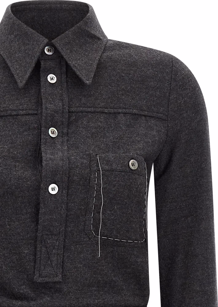 Maison Margiela Gray Virgin Wool Midi Dress