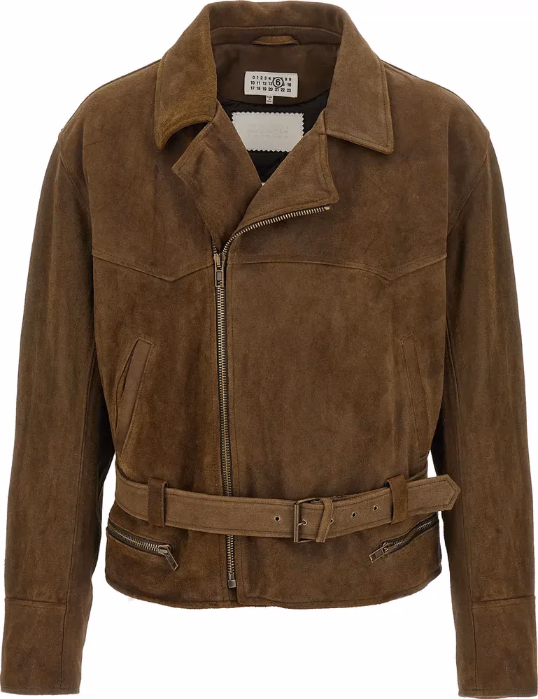 MM6 Maison Margiela Brown Calfskin Leather Jacket