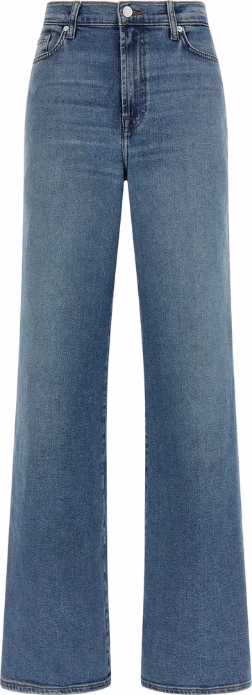 7 For All Mankind Blue Cotton Straight-Leg Jeans
