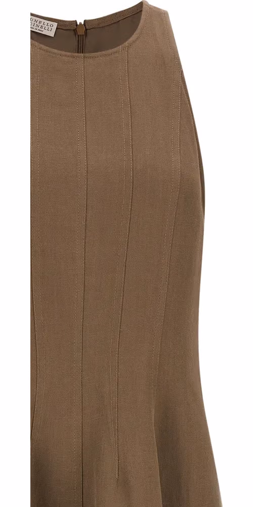Brunello Cucinelli Brown Viscose Midi Dress