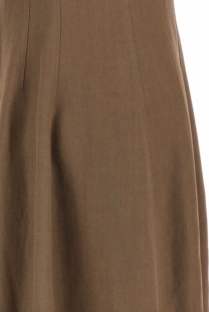 Brunello Cucinelli Brown Viscose Midi Dress