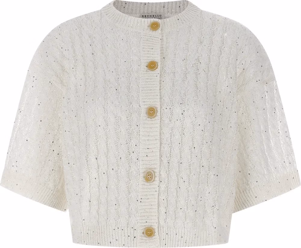 Brunello Cucinelli White Linen Cardigan