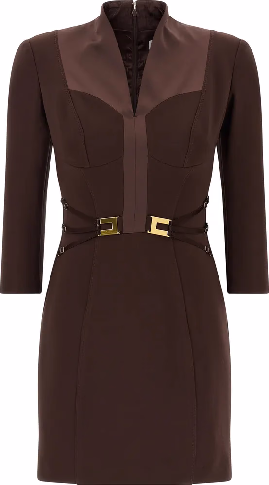Elisabetta Franchi Brown Polyester Short Dress