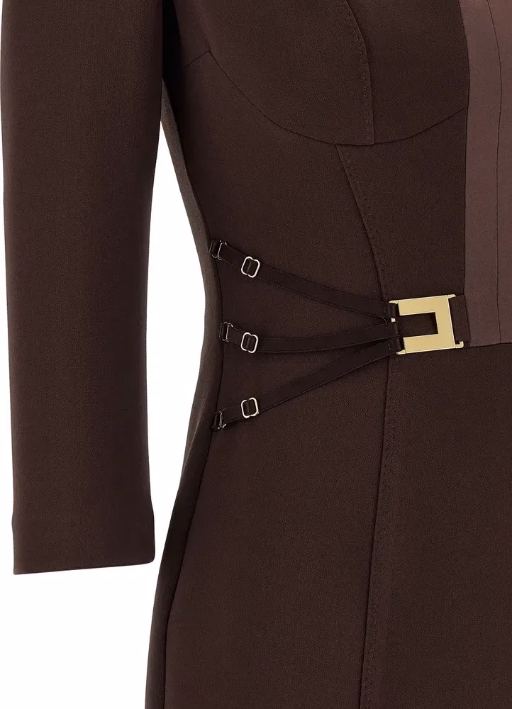 Elisabetta Franchi Brown Polyester Short Dress