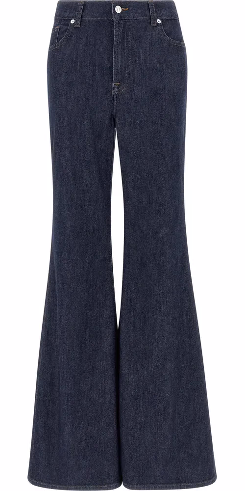 7 For All Mankind Blue Cotton Flared Jeans