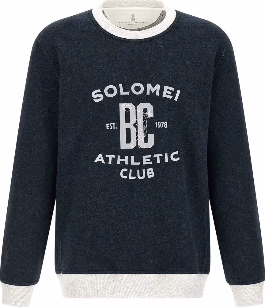 Brunello Cucinelli Blue Cotton Sweatshirt