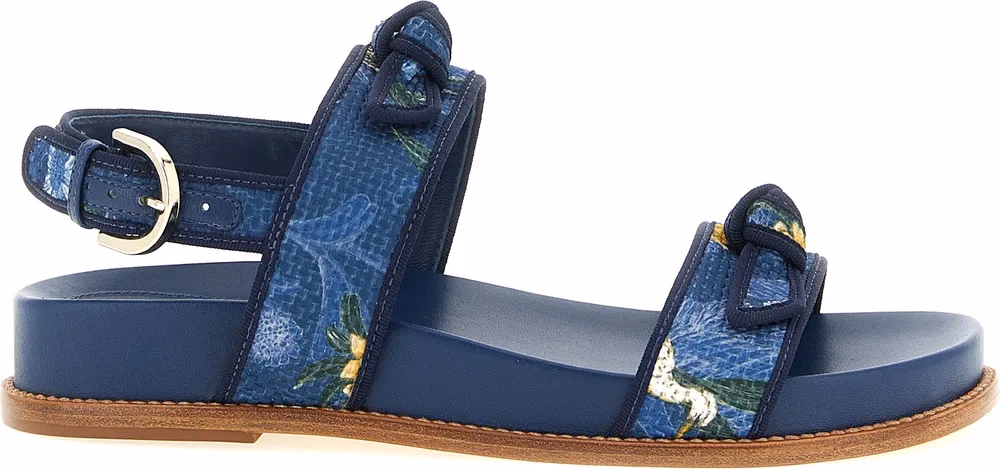 Alexandre Birman Blue Cowhide Flat Sandals