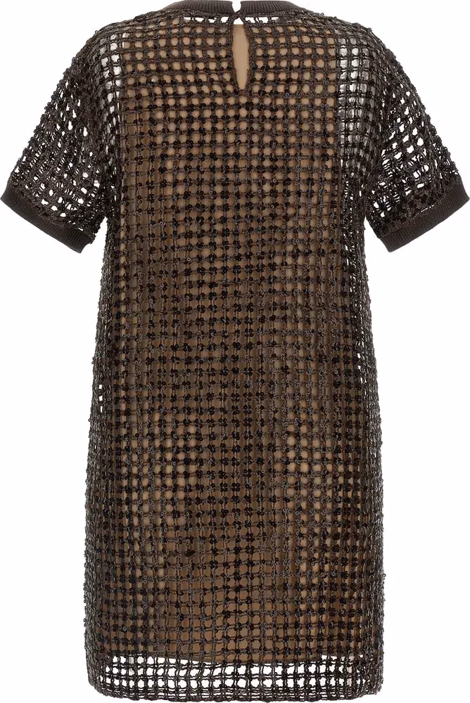 Brunello Cucinelli Brown Silk Short Dress