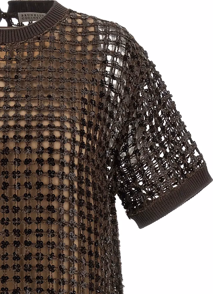Brunello Cucinelli Brown Silk Short Dress