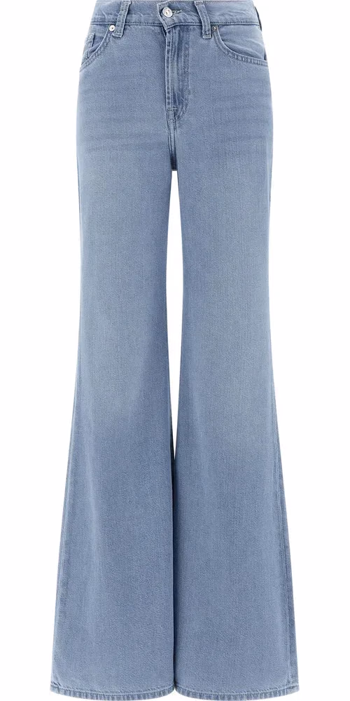7 For All Mankind Blue Cotton Flared Jeans