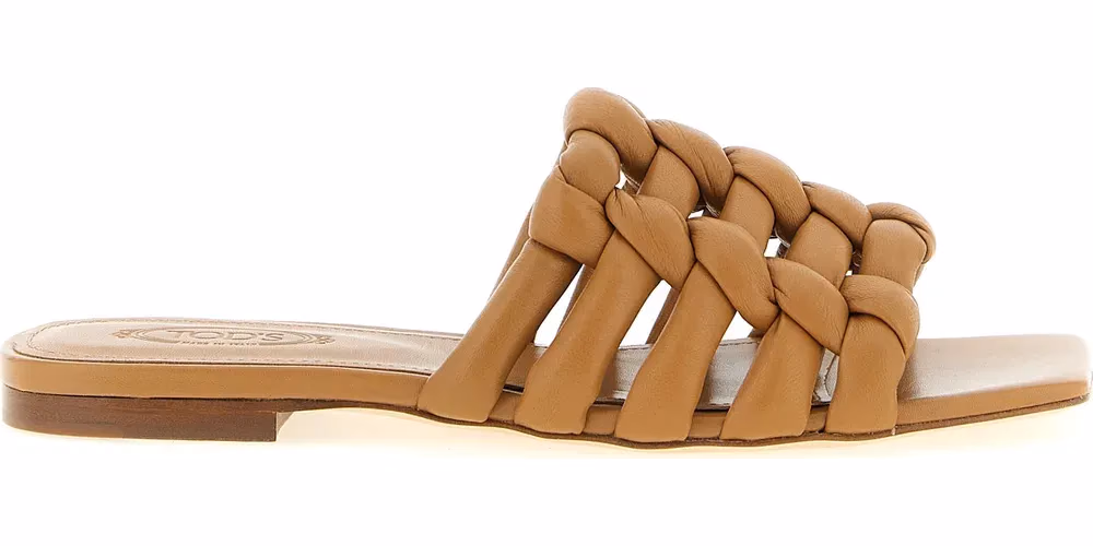 Tod's Brown Lambskin Slides