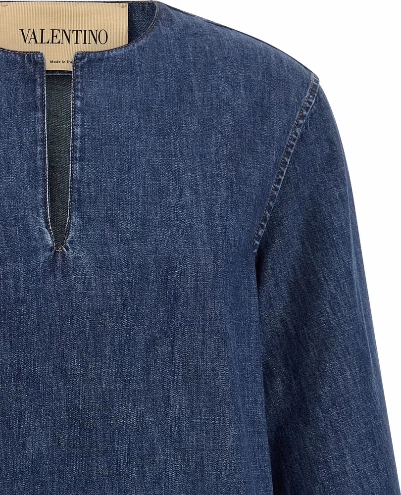 Valentino Garavani Blue Cotton Short Dress