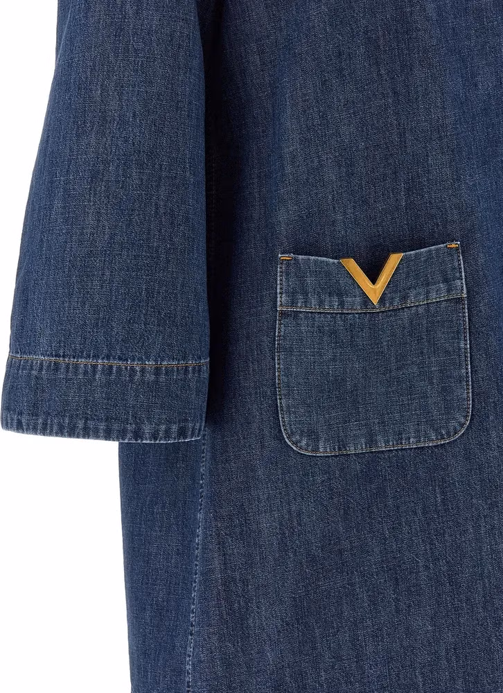 Valentino Garavani Blue Cotton Short Dress