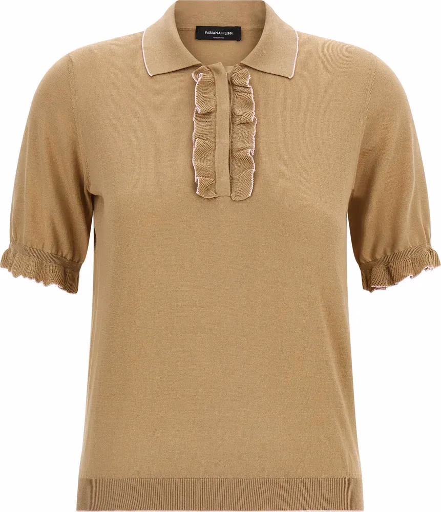 Fabiana Filippi Beige Silk Polo Shirt