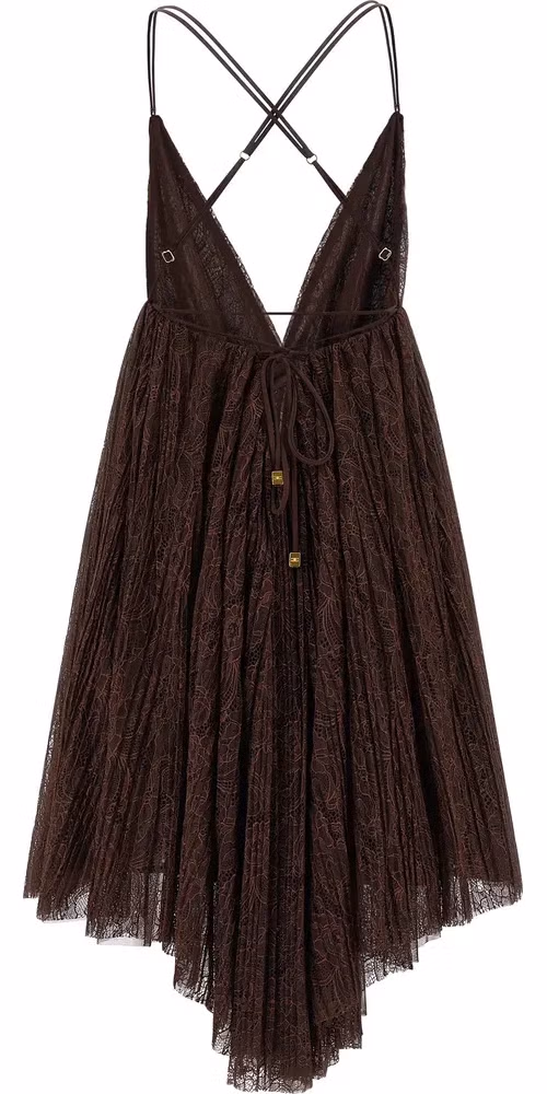 Elisabetta Franchi Brown Polyamide Short Dress
