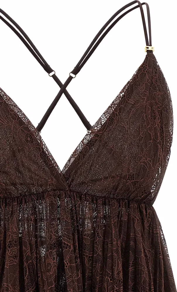 Elisabetta Franchi Brown Polyamide Short Dress