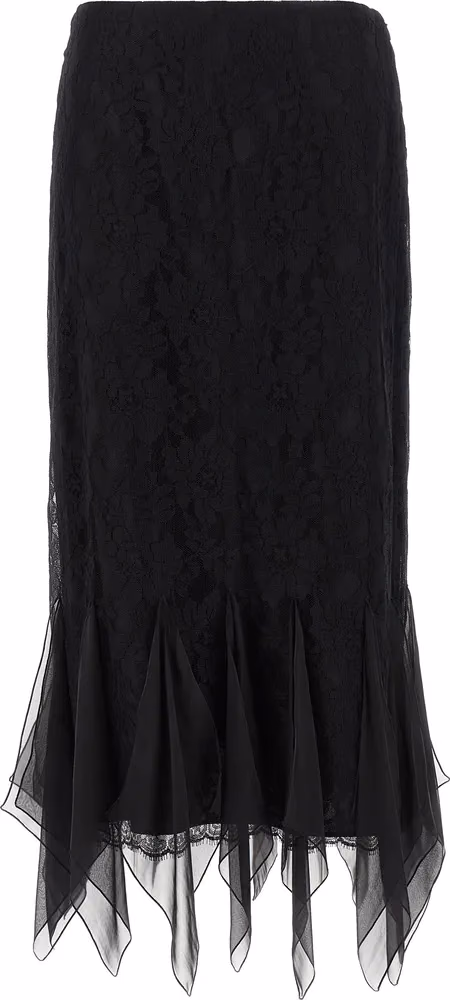 Valentino Garavani Black Cotton Midi Skirt