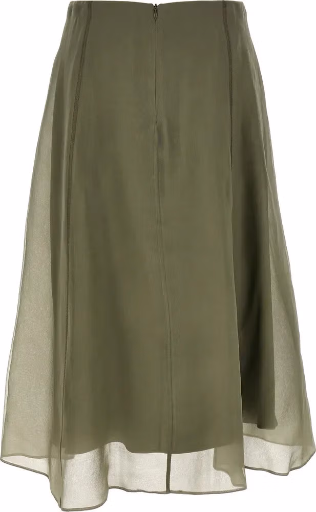 Brunello Cucinelli Bicolor Silk Midi Skirt