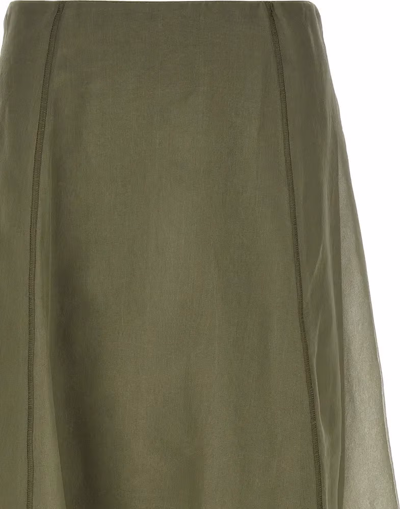 Brunello Cucinelli Bicolor Silk Midi Skirt