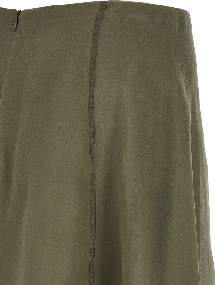 Brunello Cucinelli Bicolor Silk Midi Skirt