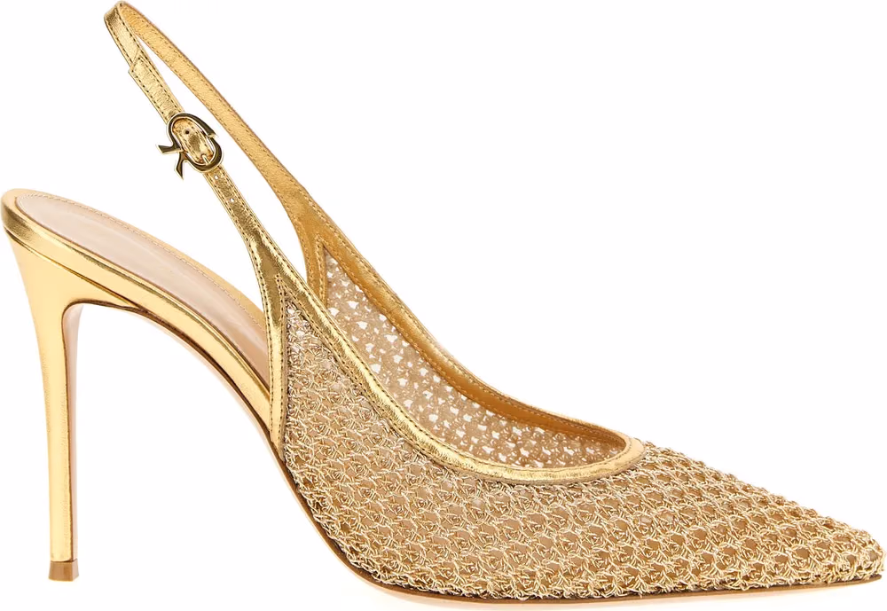 Gianvito Rossi Gold Fabric High Heel Pumps