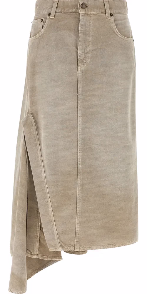Haikure Gray Cotton Midi Skirt