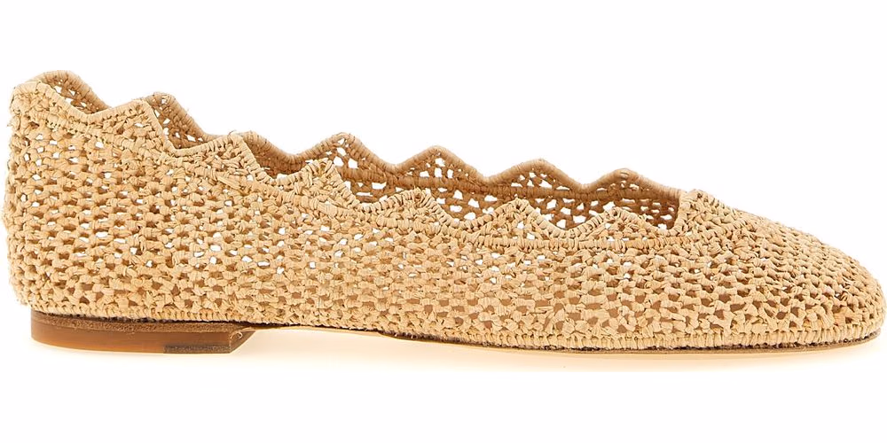 ODISSI Beige Viscose Ballet Flats