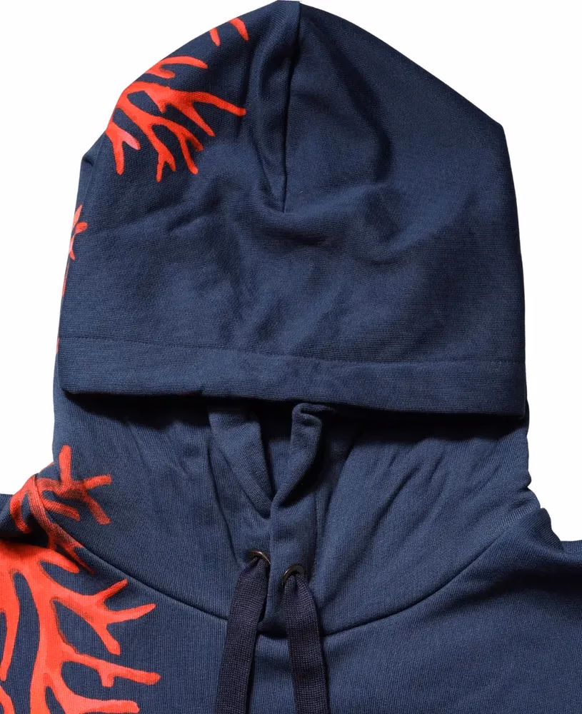 Dolce & Gabbana Blue Cotton Coral Logo Hooded Sweatshirt Sweater