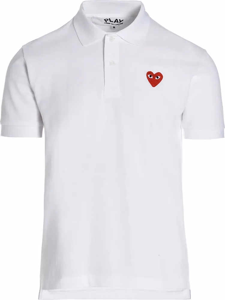 Comme Des Garçons Play White Cotton Polo Shirt
