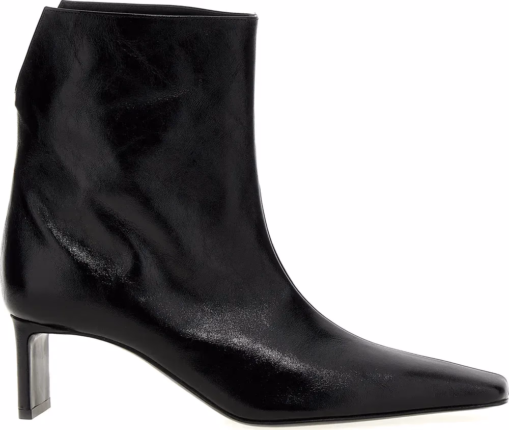 Khaite Black Calfskin Ankle Boots