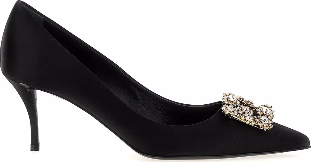 Roger Vivier Black Viscose Mid Heel Pumps