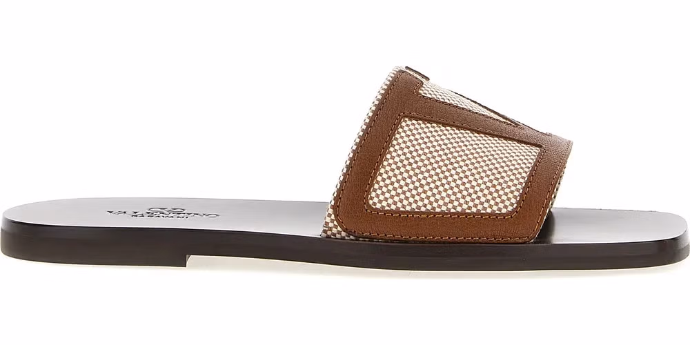 Valentino Garavani Brown Cotton Slides